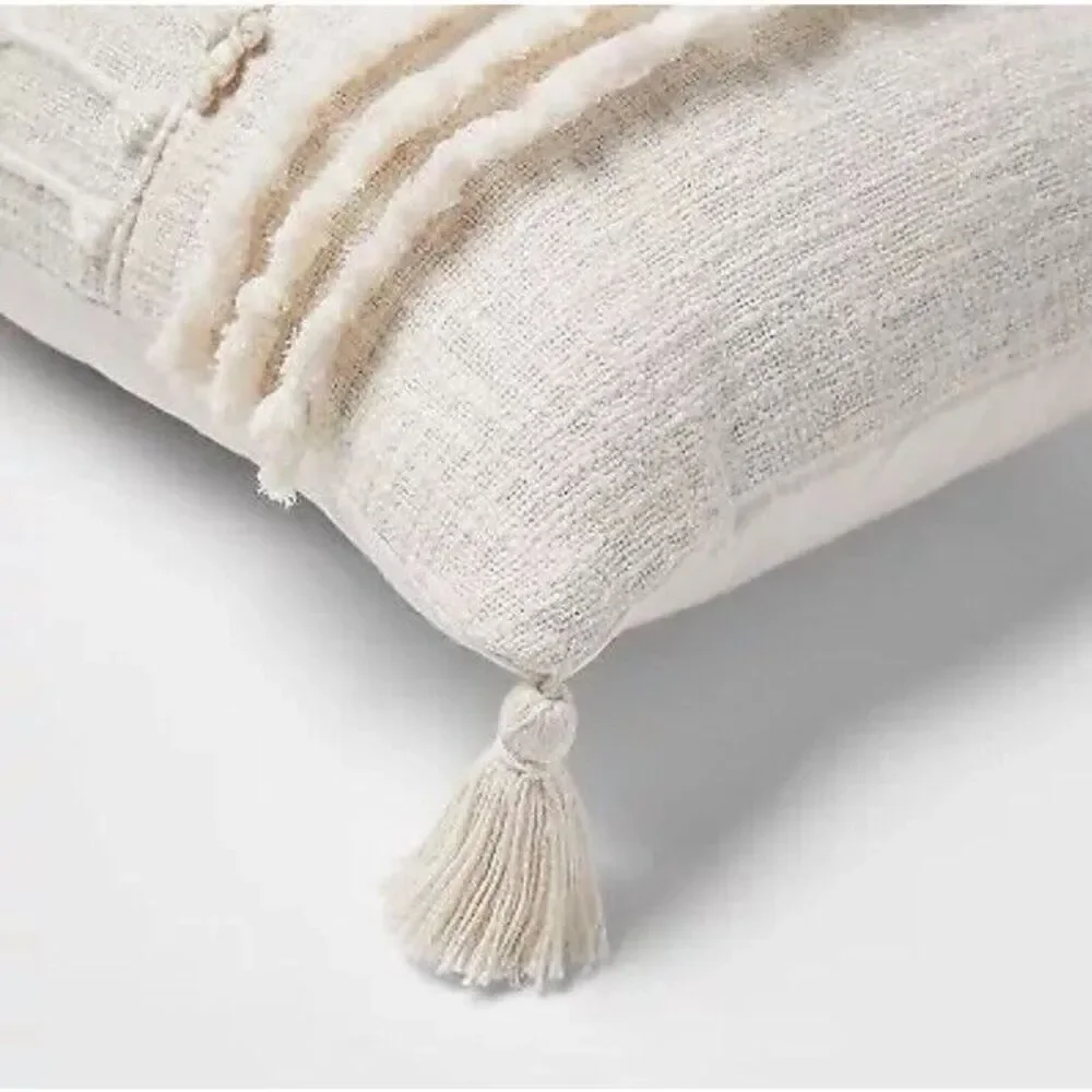 Threshold’s Oversized Oblong Woven Knotted Fringe Decorative Throw Pillow Natura